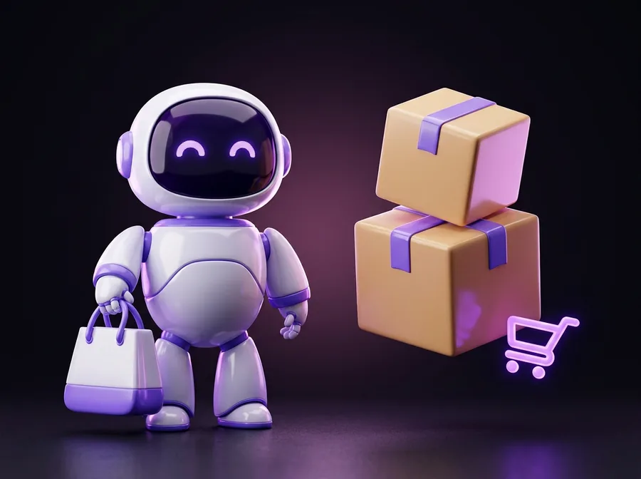 Robot de IA gestionando los pedidos de una tienda online