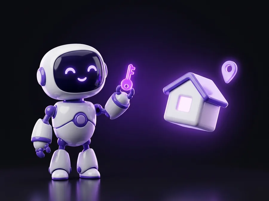 Robot de IA con las llaves de una vivienda